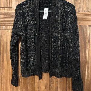 LOFT Women's Black and Gold Cardigan Sweater